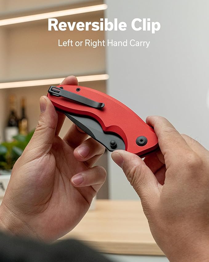 SENCUT Cybrix Folding knife, Pocket Knife with 3.46" 9Cr18MoV Blade Aluminum Handle, EDC Knife Reversible Clip for Men Women Camping Hunting Hiking (Red)