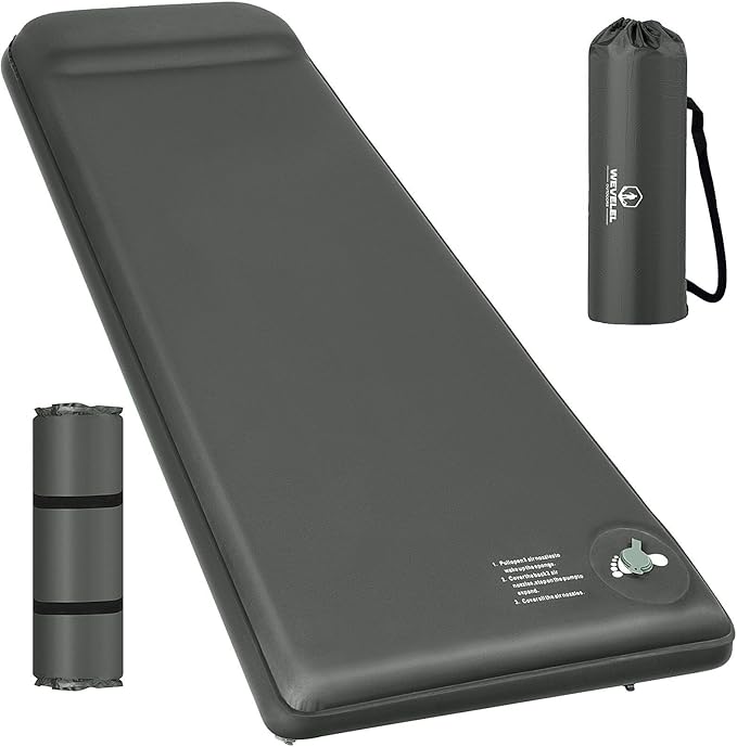 Memory Sleeping Pad, 3.1" Ultra-Thick Foam Sleeping Mats for Camping, Easy Inflate&Deflate,9.5 R-Value Insulated Camping Mattress Pad with Pillow, for Car Travel Tent