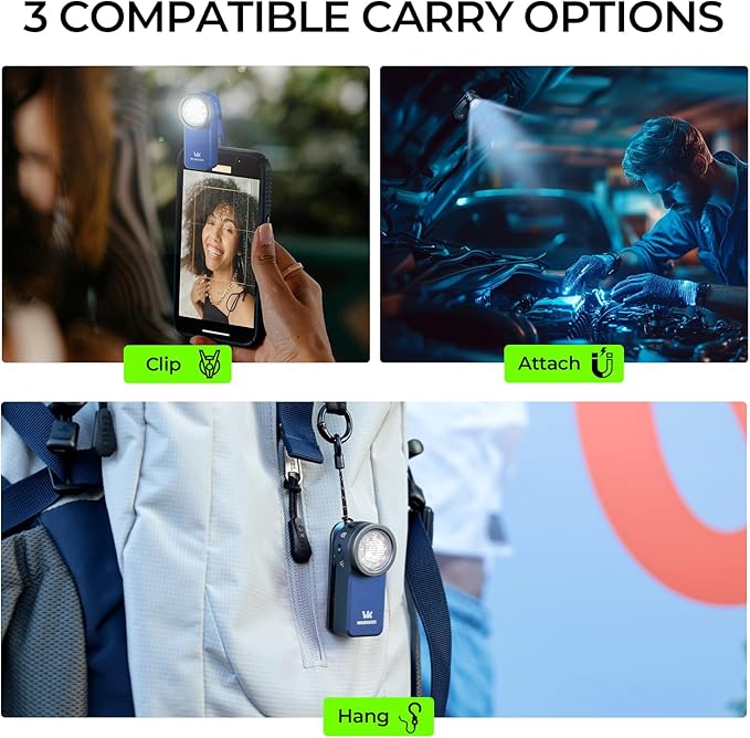 Wurkkos HD03 Rechargeable Flashlights EDC Clip-on Light, Bright 680 Lumens Pocket Flashlight, Combines Spotlight/Floodlight/RGB Light, Magnetic, IPX6 Waterproof for Cycling, Repairing (Dark Blue)