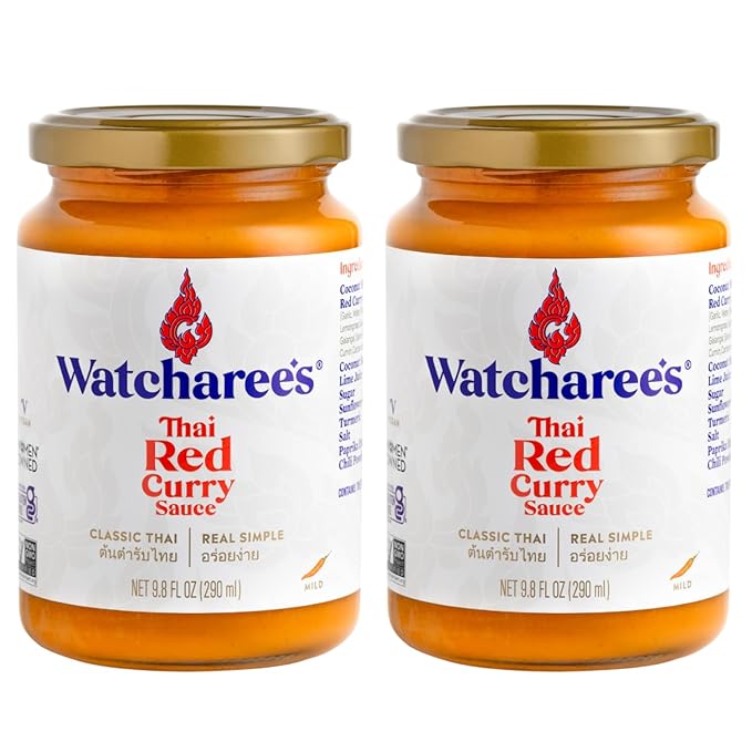 Watcharee's Authentic Thai Curry Sauces - Red Curry | Vegan, Non-GMO, Gluten-Free - 2 Pack (9.8 fl oz Each)
