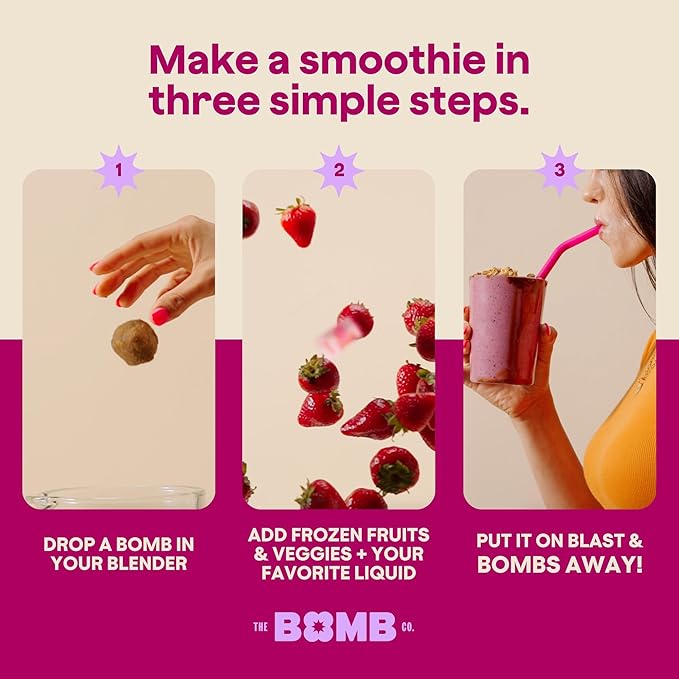 The Bomb Co. Blender Bomb, Get up & Goji, Superfood Smoothie Mix with Goji Berries, Hemp, Flax, Chia Seeds & Amino Acids, Gluten Free, High Fiber, 10 Servings