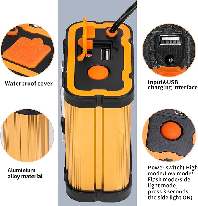 Super Bright Rechargeable LED Headlamp Flashlight with 3 Lighting Modes, External Battery Pack, Waterproof Portable Headlight for Camping, Hiking, Biking, Hunting, Fishing, Outdoor Adventures