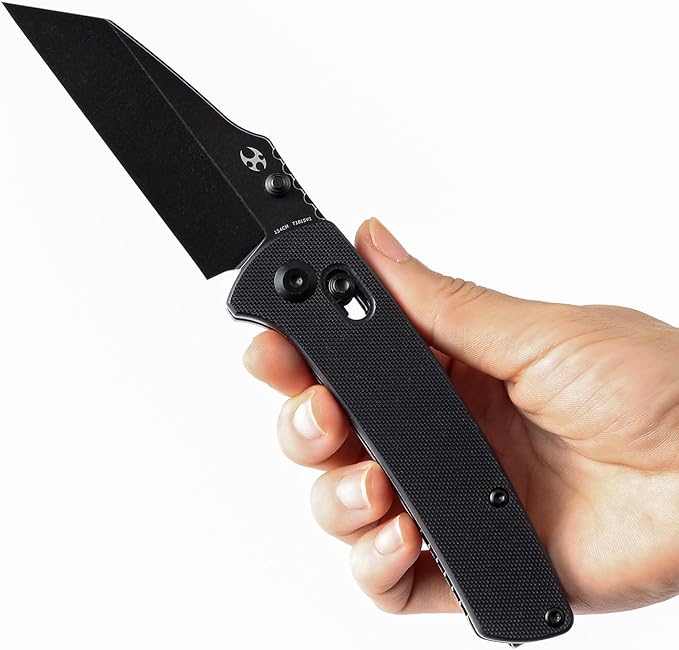 KANSEPT Main Street Pocket Folding Knife, 3.36''Black Ticn Coated 154cm Sharp Steel Blade, G10 Handle with Axis Lock and Thumb Stud, Perfect Clip for Camping Hiking Fishing Gift Everyday Carry T1015v1