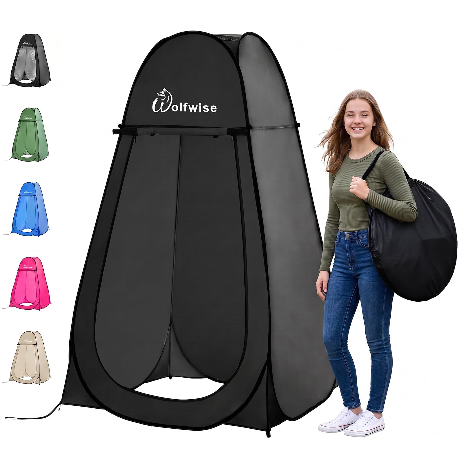 Wolfwise Pop Up Shower Tent for Camping Essentials, Portable Instant Changing Tent with Ventilation