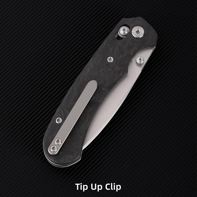 Folding Pocket Knife,3.31” M390 Blade,Erogonomic Titanium Handle,Hunting Survival Knife,EDC Knife for Hunting Camping Survival Outdoor Fishing Hiking（Black&Grey）