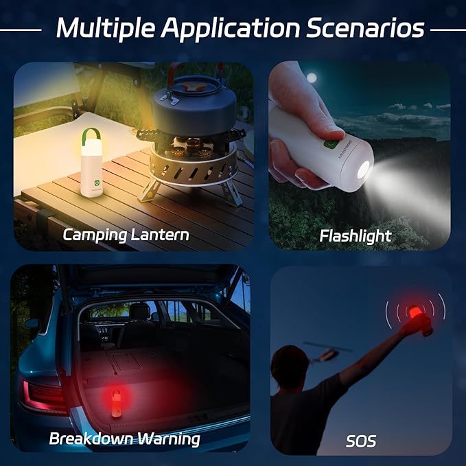 Camping Lantern, 350 Hours Running Time Rechargeable Lantern, 3200mAh Lantern Flashlight with 4 Modes, Waterproof Tent Light for Hiking, Emergency, Power Outages (Green 1PK)