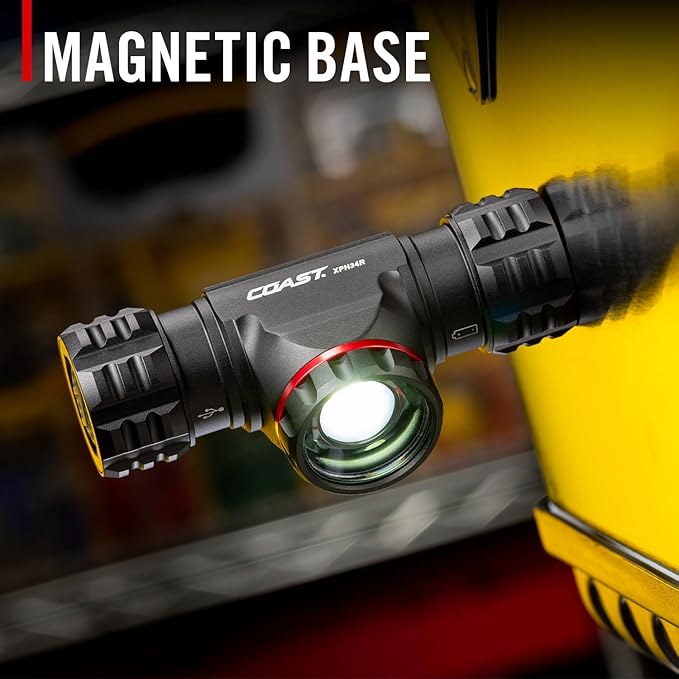 Coast® XPH34R 2075 Lumen USB-C Rechargeable-Dual Power LED Headlamp withPURE Beam® Twist Focus??and Magnetic Base