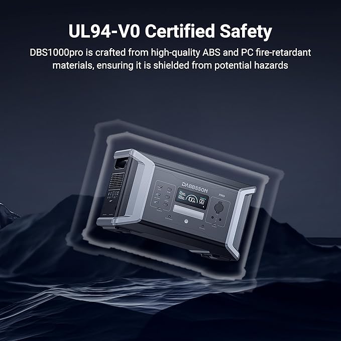 Dabbsson Portable Power Station DBS1000 Pro,2000W 1024Wh Solar Generator,4xAC Pure Sine Wave Output,1200W Fast Solar Charging,EV Semi-Solid LiFePO4 Battery Generator for Camping,RV and Home Backup