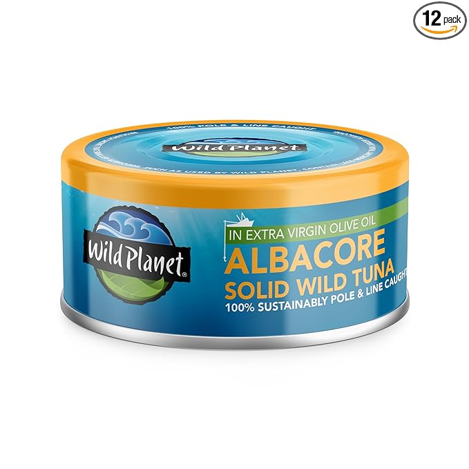 Wild Planet Albacore Wild Tuna in Extra Virgin Olive Oil, Canned Tuna, Sustainably Wild-Caught, Pole & Line, 5oz (Pack of 12)