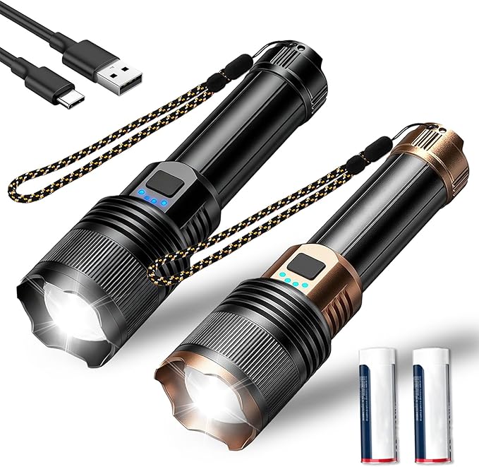 GDSAFS Gloryboom Flashlight, Rechargeable 1097 Flashlight Strong Light, Ultra Bright Long-Range Portable Ultra Long Endurance Lighting Flashlights for Outdoor Camping Hiking Emergencies (Mix)