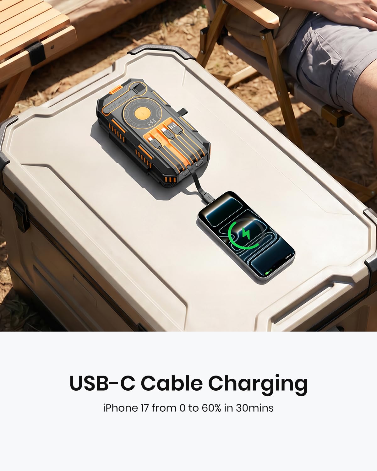 FEELLE Solar Power Bank 50000mAh Magnetic Portable Charger with Hand Crank