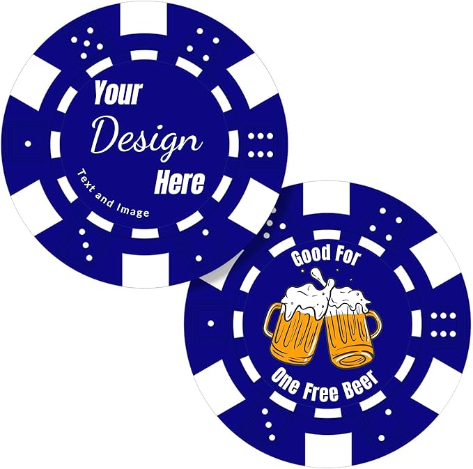 50 Custom Poker Chips,Personalized with Your Logo Image or Text,11.5g Clay Casino Chips for Events or Gifts