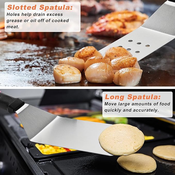 27 PCS Griddle Accessories Kit, Flat Top Grill Accessories Set for Camping, Professional Grill Spatula Set with Melting Dome, Burger Press for Outdoor BBQ Cooking