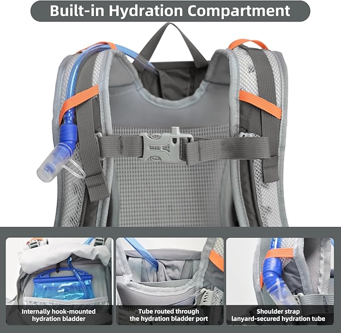 30L Hiking Backpack Lightweight Waterproof and Durable Backpack with Ventilated Sweat-Wicking Internal Frame Daypack for Men and Women Camping Travel and Outdoor Adventures,Grey