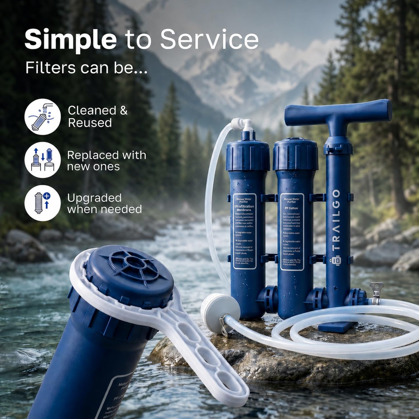 Trailgo Pro Portable Water Filter for Camping - Water Purifier Survival