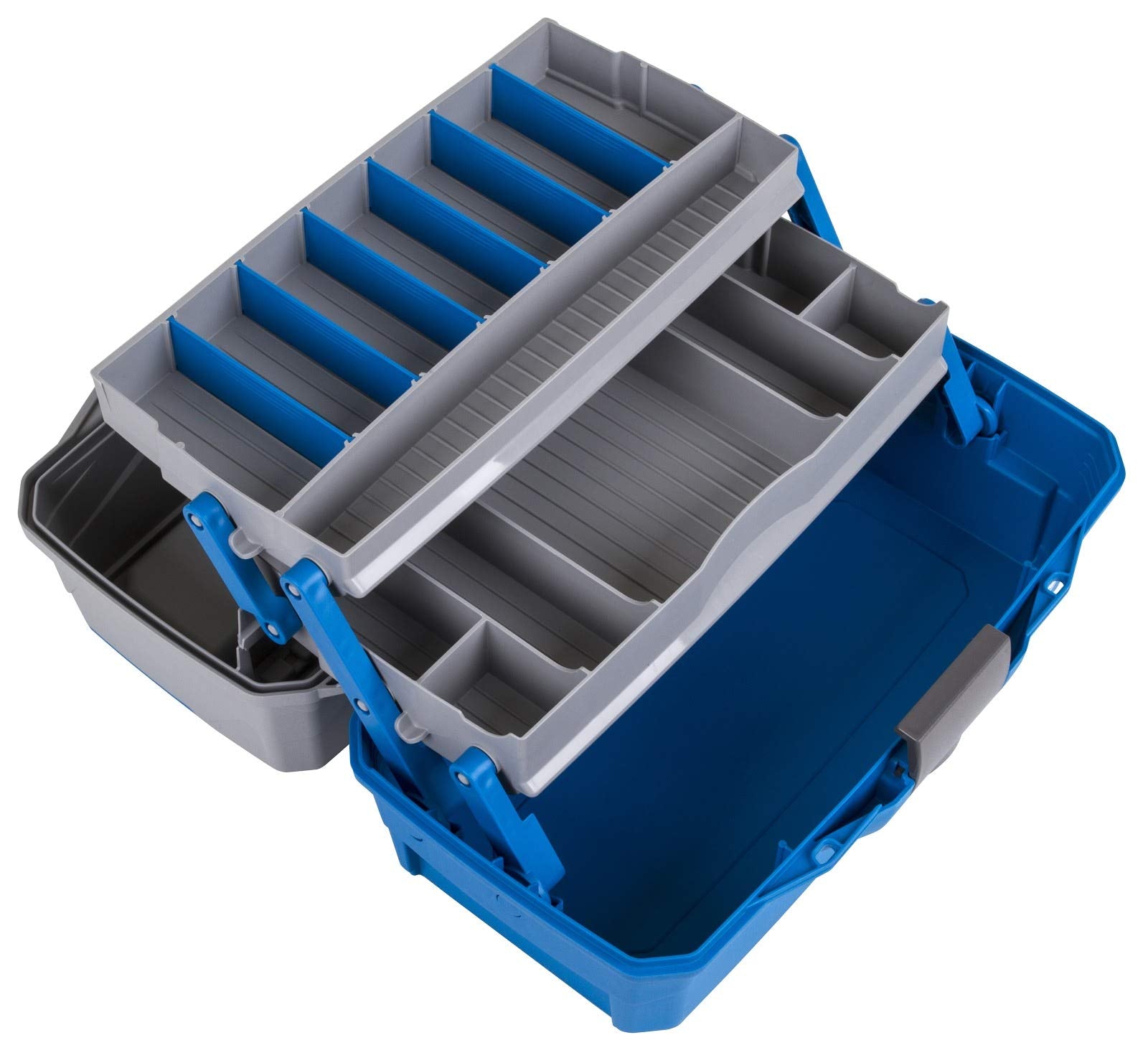 Flambeau Outdoors 6382 2-Tray Tackle Box, 15 Compartments, Blue and Gray