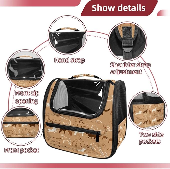 Dog Carrier Backpack for Small Pets - Cat & Dog Backpack for Hiking, Camping or Travel, Dogs Animals