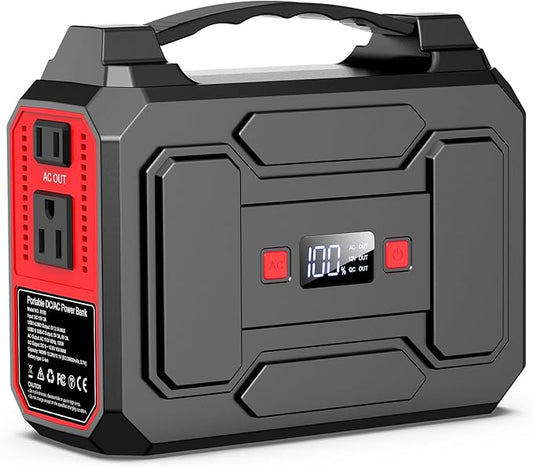 Portable Power Station Bank 146Wh 200W Peak(100W Rated), Solar Powered Power Bank with AC Outlet 110V for Camping, Solar Charger Power Bank Battery Pack 39600mAh for Home Outdoor Emergency
