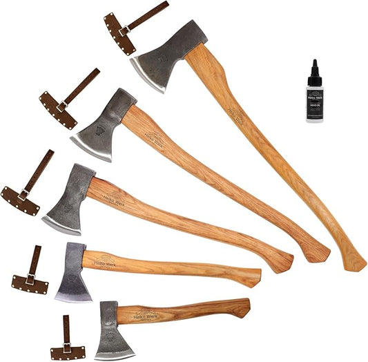 1844 Helko Werk Germany Axe Collection - 5 Traditional Axes Set- Bavarian Woodworker, Hessen Woodworker, Black Forest Woodworker, Rheinland Pack Axe, Rheinland Hatchet