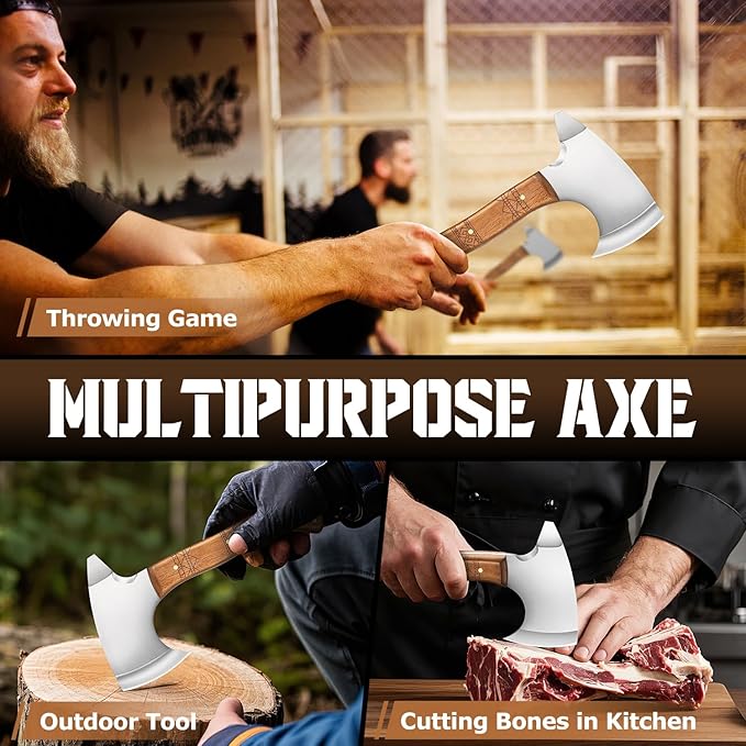 Small Hatchet for Axe Throwing Game - 8.3" Tomahawk Axe Professional Balanced Design with Sheath | Adults Indoor/Outdoor Ax Throwing