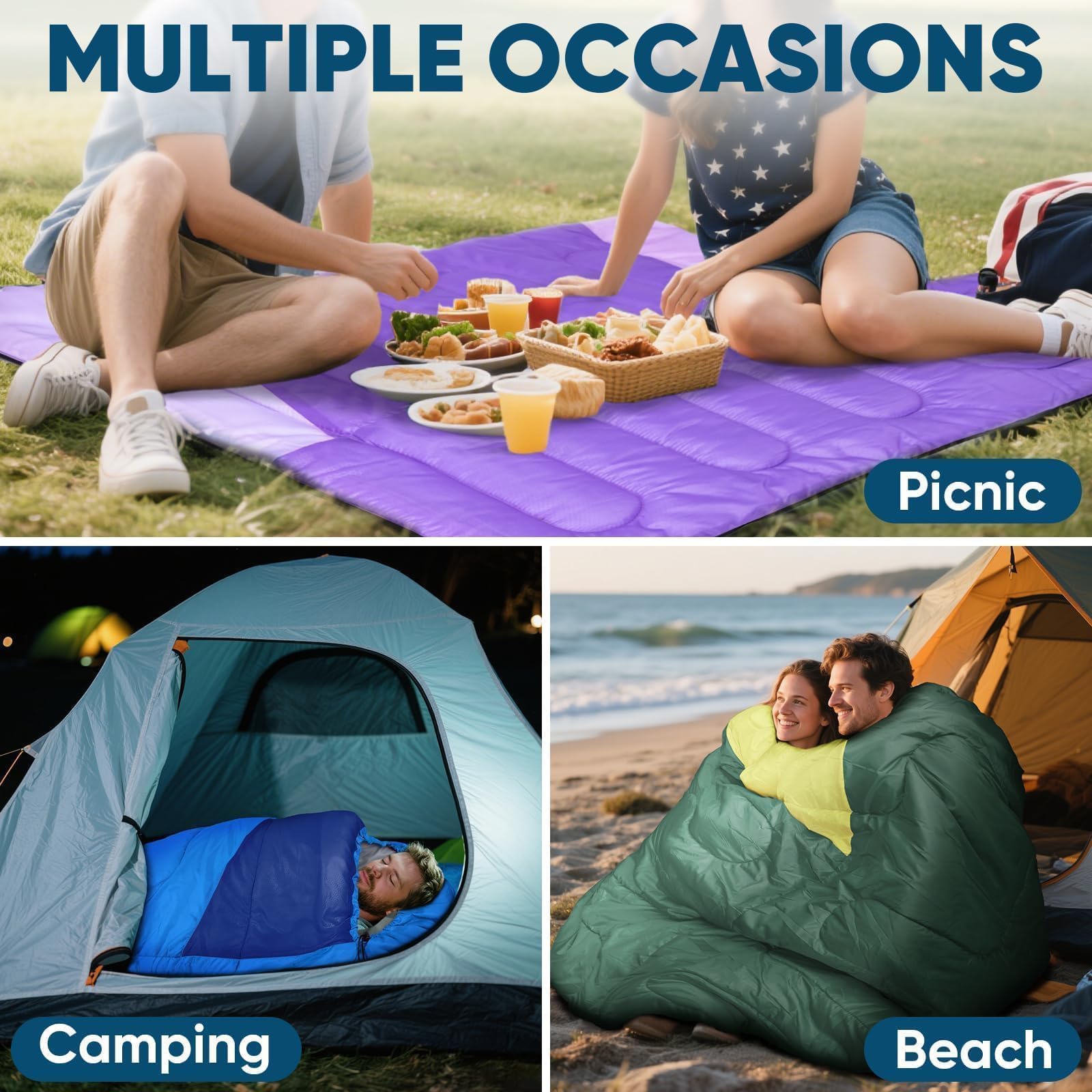 PTEROMY Sleeping Bags for Adults, Lightweight and Machine Washable, Water Resistant Backpacking