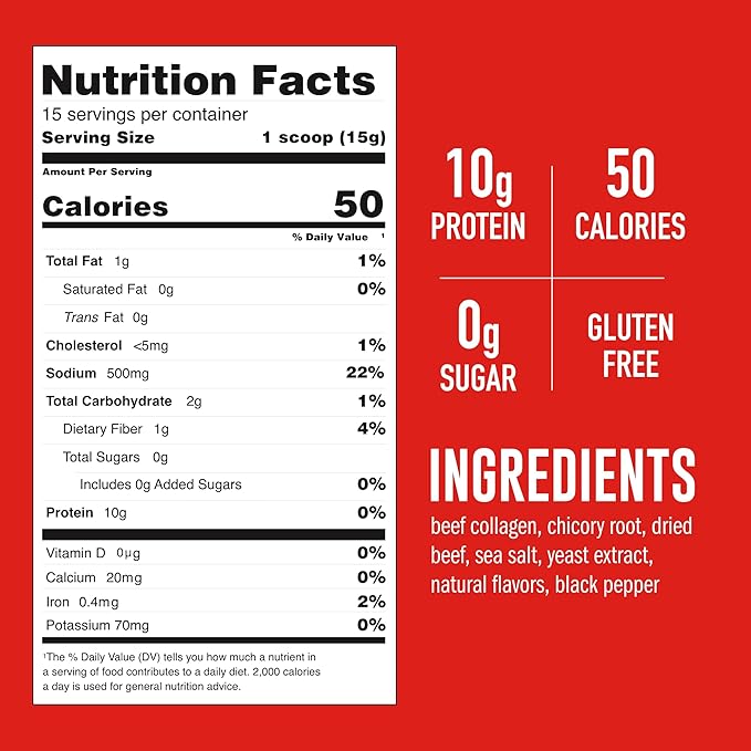 LonoLife Beef Bone Broth Powder Mix | Grass-Fed, 10g Protein | Collagen-Rich, Keto & Paleo Friendly | Natural Ingredients | 8oz Bulk Container (15 Servings)