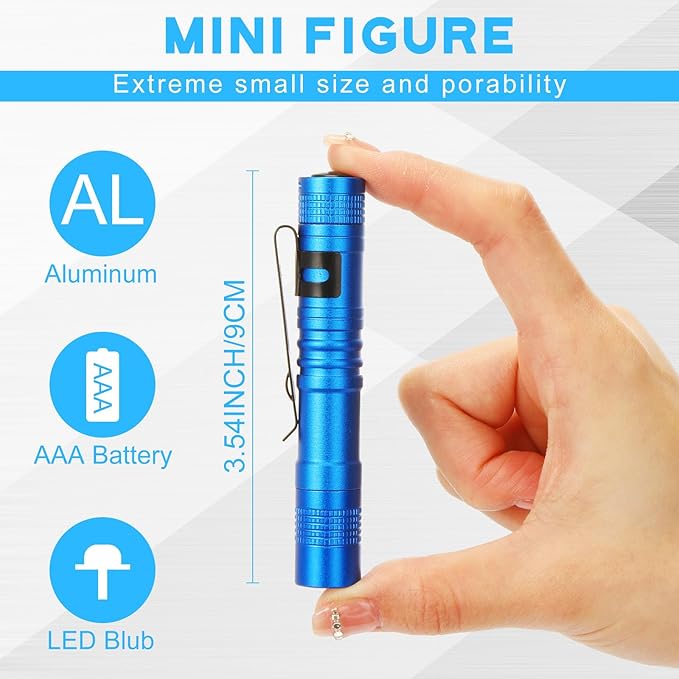 Hortsun 10 Pcs Mini Flashlight Bulk LED Pen with Pocket Small Flashlight with Clip for Outdoor Father's Day Gift for Men(3.54 Inch,Black, Brown, Green, Red, Blue)