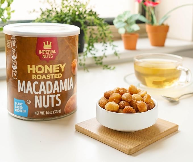 Imperial Nuts - Macadamia Nuts Oil Roasted | Flavored Nut | Gluten Free, Vegan and Keto Friendly Food | Plant Based Protein, Delicious Buttery Taste | Kosher (Honey Roasted Macadamias)