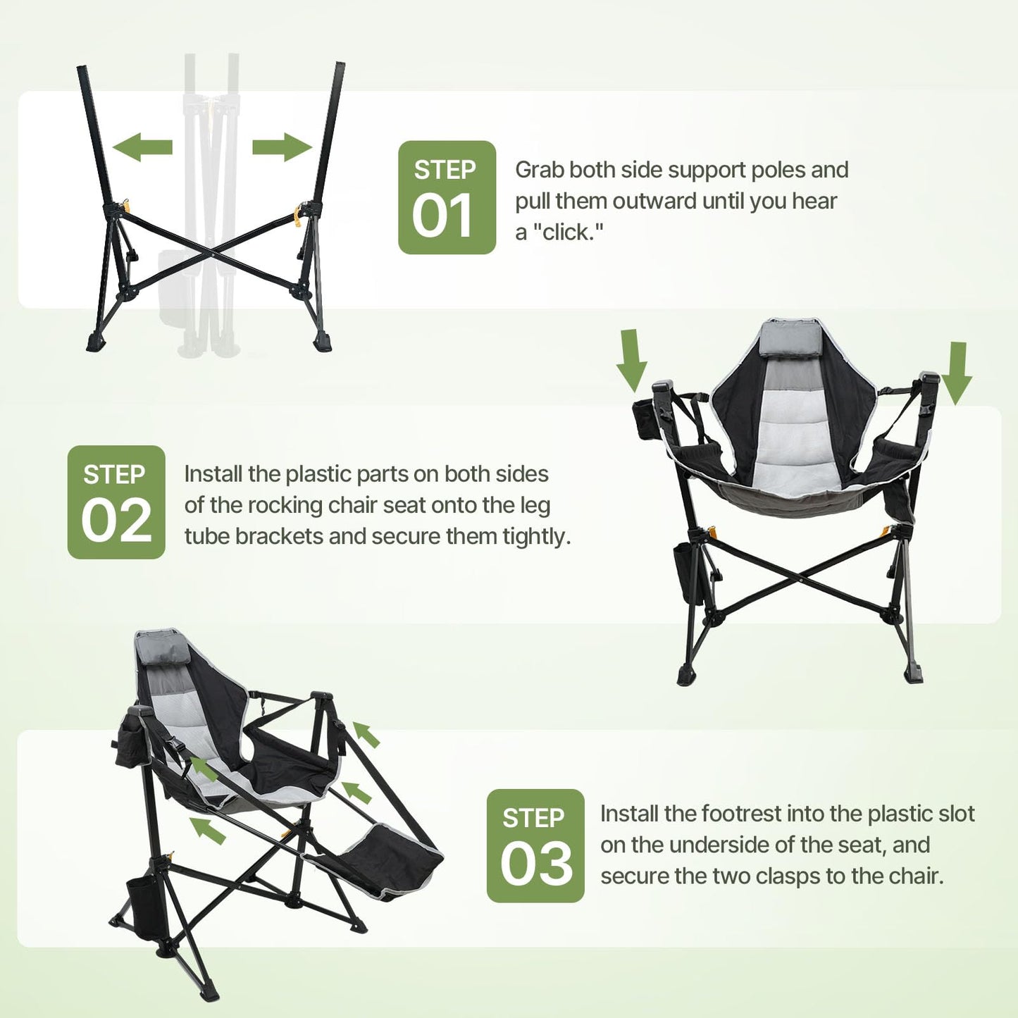 Suteck Hammock Camping Chair with Footrest,500LBS Oversized Swinging Chairs