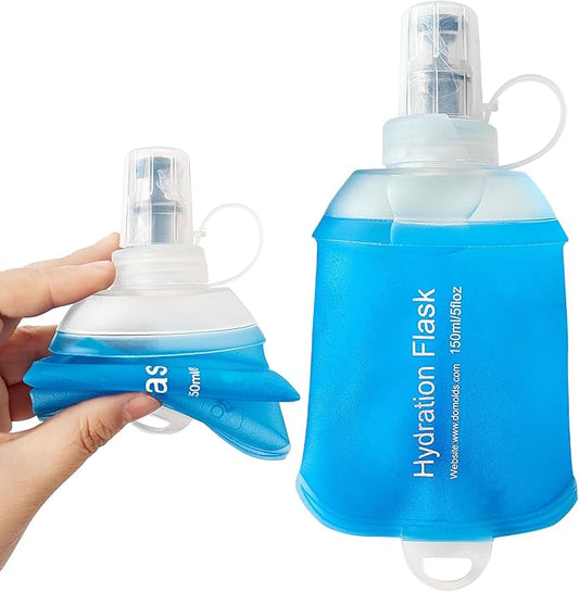 150ml Soft Flask, Soft Water Bottle for Hydration Packs, Running, Hiking, Cycling and Climbing - Blue