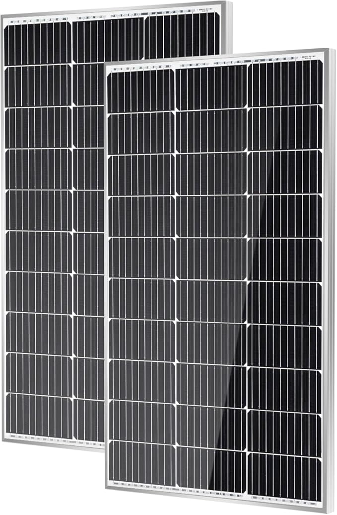 Traver Force 100W 12V 10BB Monocrystalline Solar Panel, Up to 25% High Efficiency Module with Grade A+ Cells, Waterproof for RVs, Motorhomes, Cabins, Marine, Boatï¼?pcs