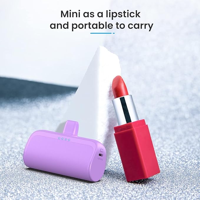 [2 Pack]Mini Portable Charger for iPhone 5200mAh,20W PD Fast Charging Power Bank,Ultra-Compact Battery Pack Travel Portable Charger Compatible with iPhone 14 13 12 11 X 8 7 6 Series,Purple +Light Blue