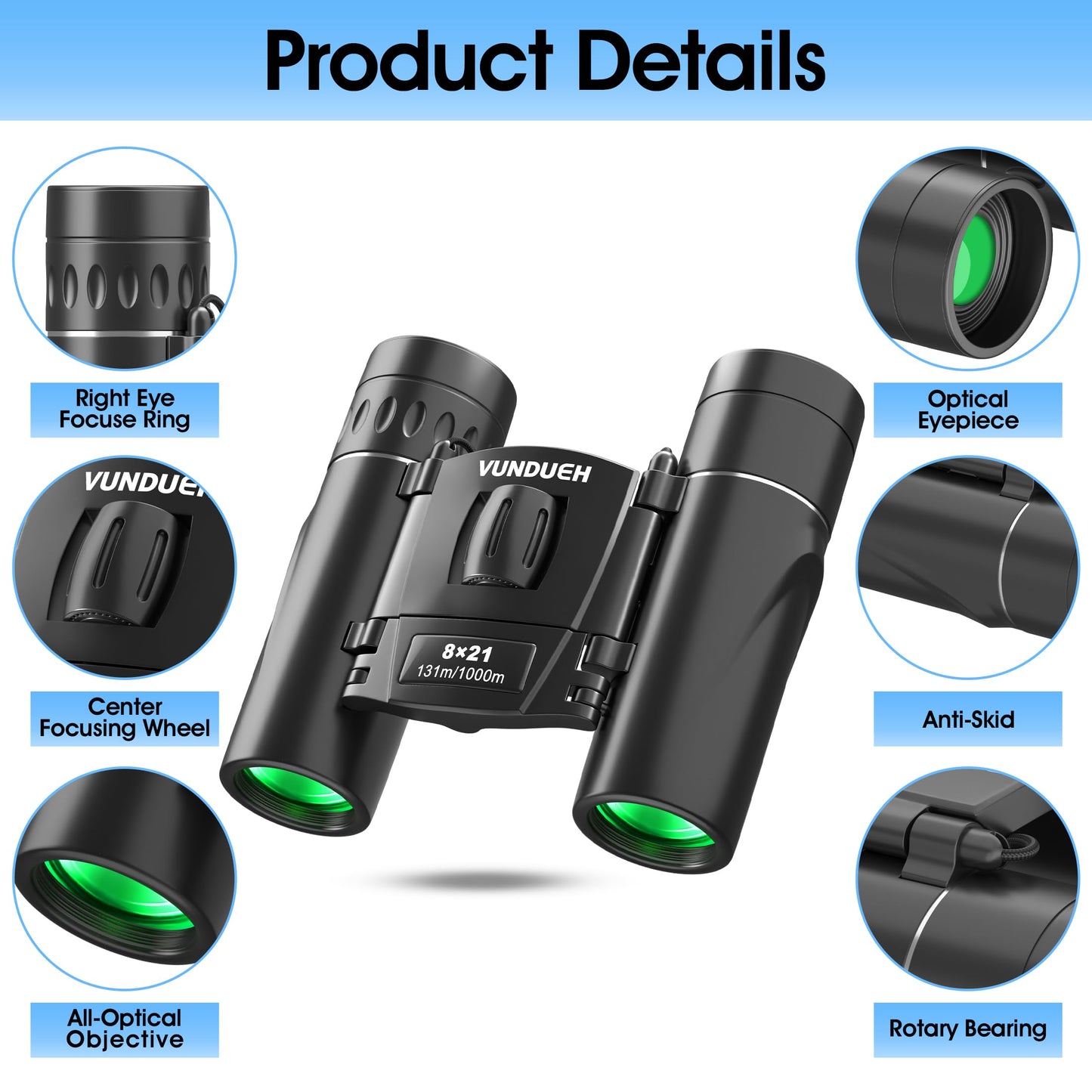 Mini Compact Binoculars for Adults and Kids - Waterproof High Powered Easy Focus Small Binocular