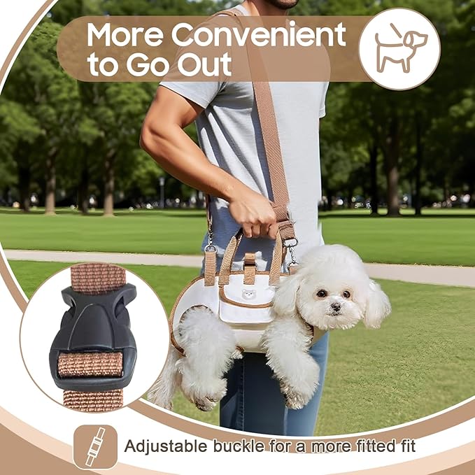 Dog Lift Harness, Breathable Dog Carrier Bag, Portable Pet Carrier Sling with Adjustable Leash for Small Dogs (L)