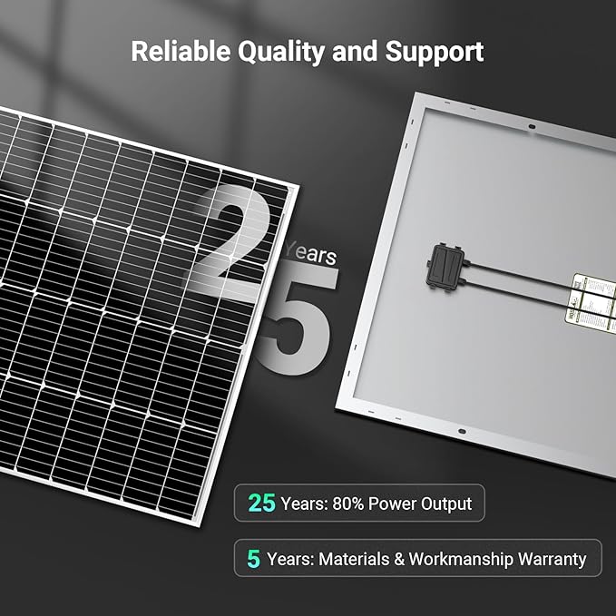 HQST 200 Watt Solar Panel, 9BB Monocrystalline Solar Panels with 25% Efficiency, Grade A+ Cells, IP65 Rating for RV, Camper Van, Trailer, Marine, Home Rooftop, Off Grid