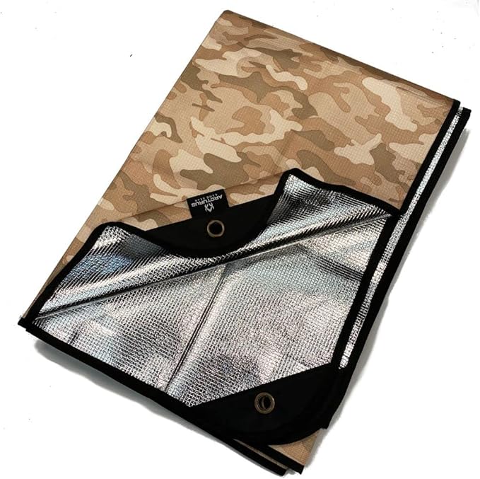 Arcturus Insulated Tarp, Reusable Heavy Duty Thermal Survival Blanket ??60x82in, Reflects 90% Body Heat, Waterproof, Windproof, 3-Layer Design, Reinforced Grommets, Desert Camo