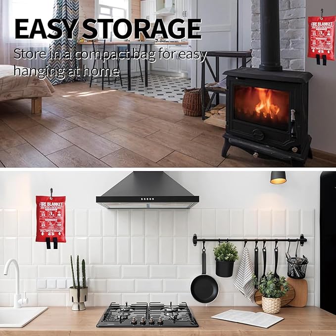 Fire Blanket, 71 in x47 in,Fiberglass Fire Blanket for Home,Kitchen,1 Pack