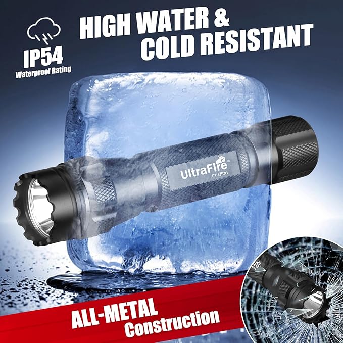 ULTRAFIRE Tactical Red Flashlight, 620nm-630nm High Purity Red LED Hunting Light,Super Bright 218 Yards Long Range Single Mode for Night Observation & Coyote Hog Predator (T1 Ultra-R)