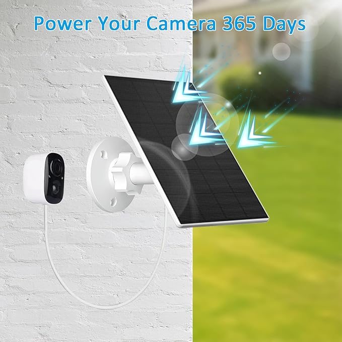 2W Solar Panel for Security Camera Outdoor, USB/USB-C Charger with IP65 Waterproof, 360° Adjustable Mount & 7.2ft Cable, Compatible with Rechargeable Battery Cameras (4 Pack, White)