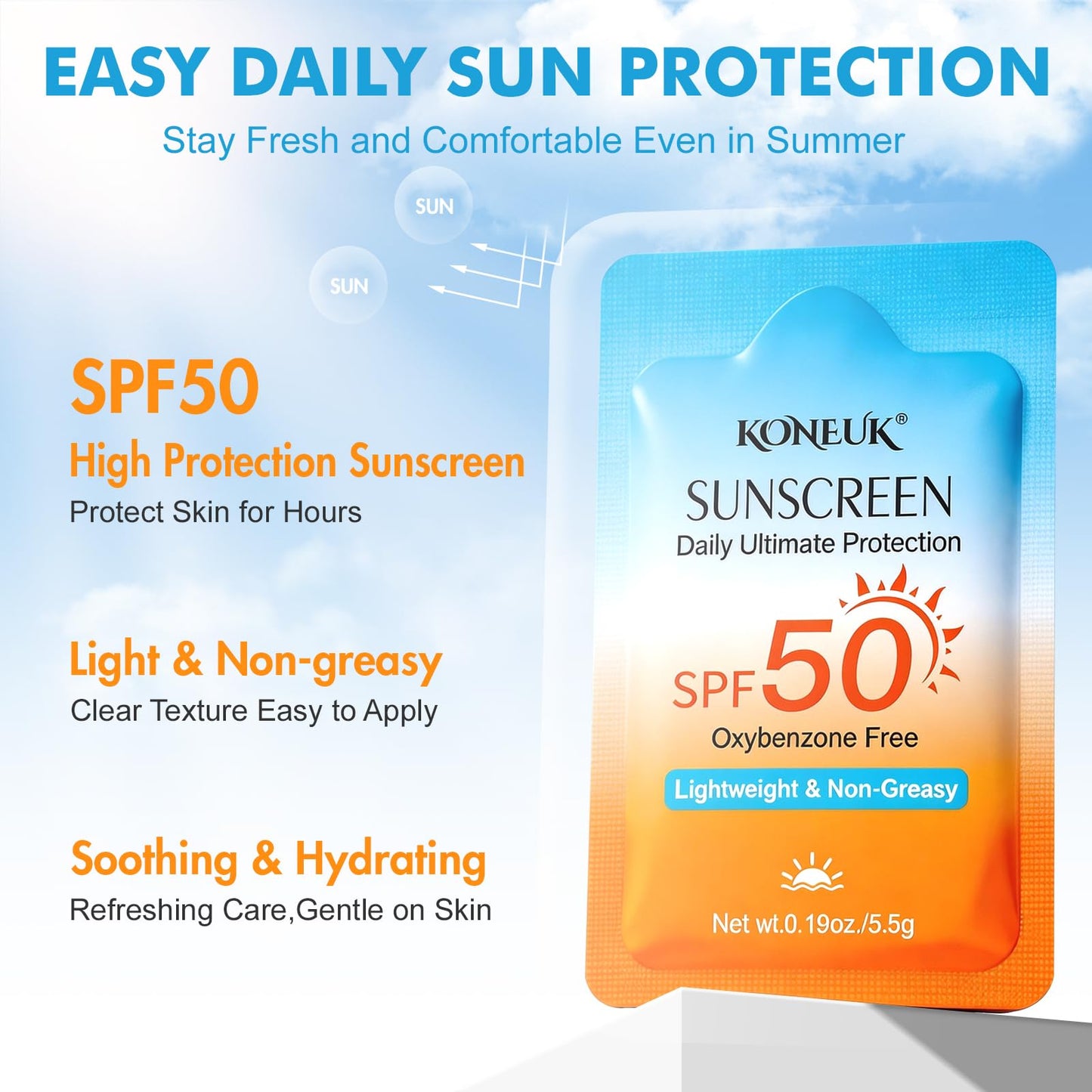200 Pack Bulk Mini Sunscreen for Face Body, Lightweight & Non-Greasy