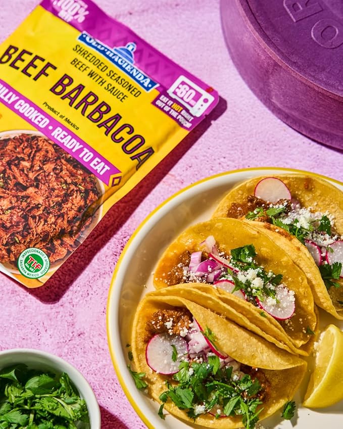 Old Hacienda 10-Pack Variety | 2 Each of Beef Barbacoa, Beef Birria, Pork al Pastor, BBQ Flavored Chicken & Pulled BBQ Pork | Fully Cooked & Ready to Eat | No Preservatives | BPA Free - 8oz Each