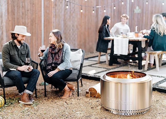 Solo Stove Yukon Ultimate Bundle 2.0 | Incl. Smokeless Fire Pit, Stand, Shelter, Shield, Lid, Handle, Sticks&Tools, Portable Camping Accessories, Wood Burning, Stainless Steel, H: 19.8in x Dia: 27in