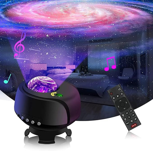 Larger Coverage Area Galaxy Projector,with Changing Galaxy Shapes Star Projector,Night Light with Bluetooth Speaker,White Noise,Gifts for Kids,Adults,Christmas,Birthday(Black)