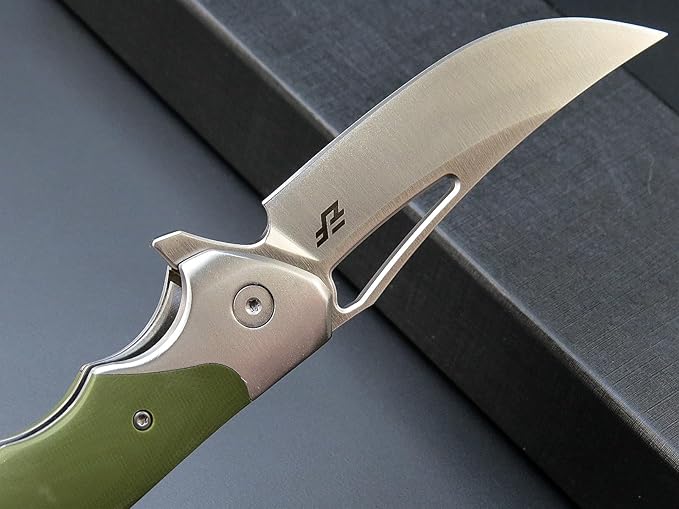 Eafengrow EF7 Folding Knife K110 Steel Blade G10&Stainless Steel Handle EDC Tool Knives for Outdoor Working Camping Hiking(green)