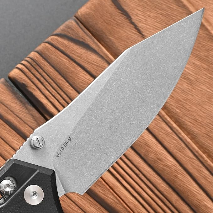 FF20 Folding Pocket Knife，VG10 Steel Blade G10 Handle EDC Tool Knife for Outdoor Camping Hunting Fishing Working(Black)