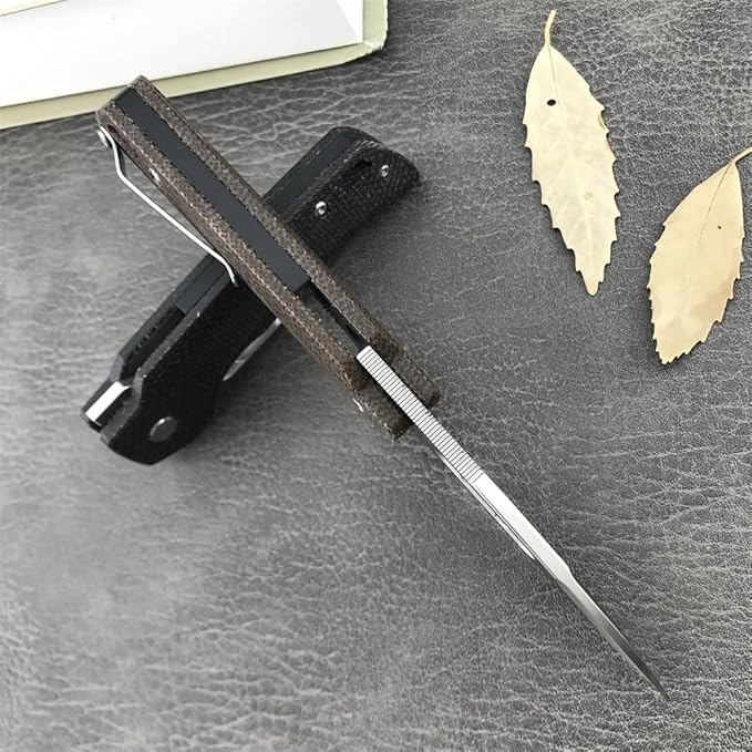 Generic GC002 Pocket Folding Knife, 7.0in 8Cr13Mov Blade Flax Handle Utiltiy Knife with Carry Belt Clip for Camping Hikking, Edc Assisted Opening Knife for Man Woman (Black)