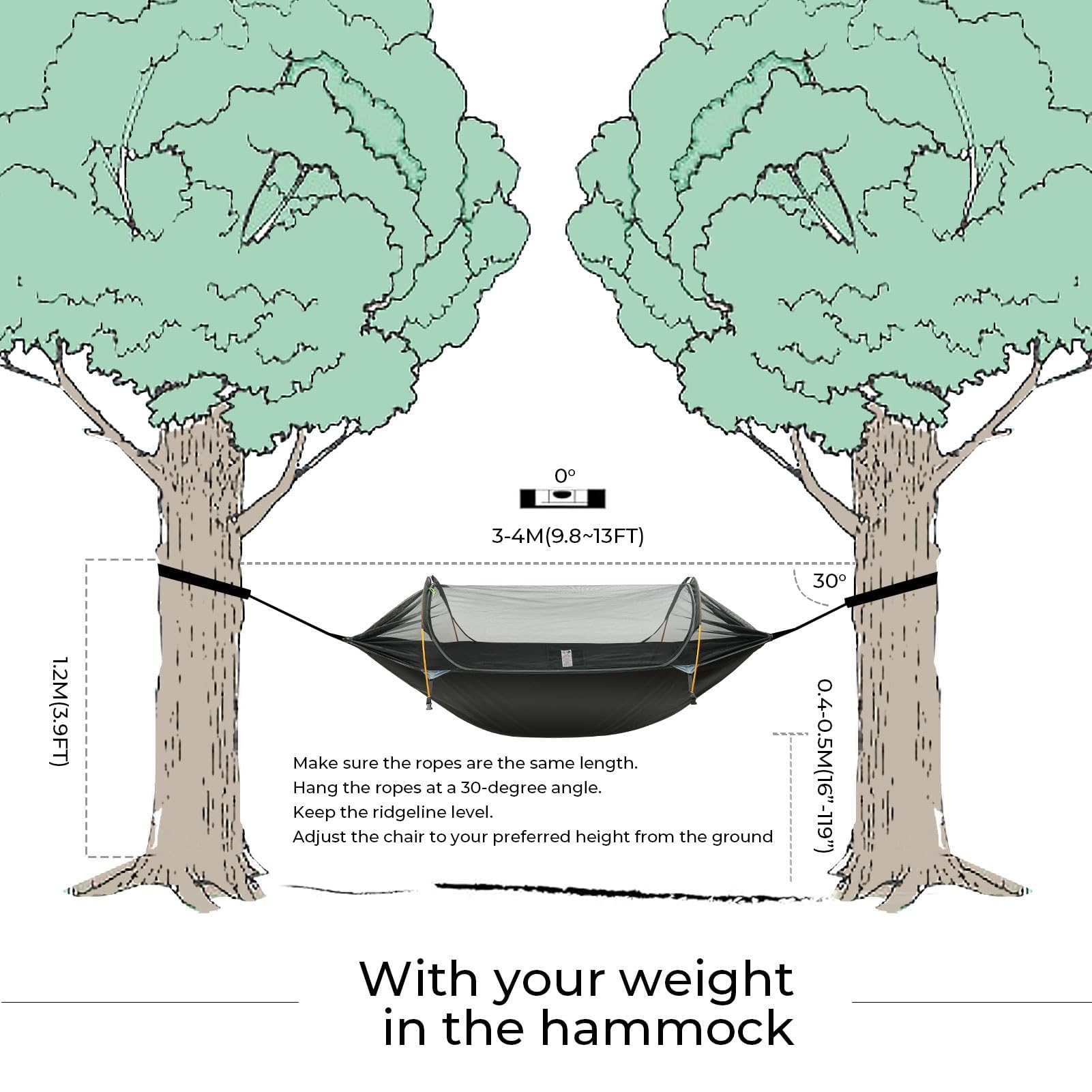 Rivenlo Camping Hammock Tent with Mosquito Net & RainFly, 3 in 1 Waterproof Portable Sleeping