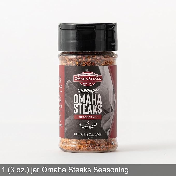 Omaha Steaks Ultimate Ribeye Gift Package (4 Bacon-Wrapped Ribeyes, 4 Air-Chilled Chicken Breasts, 4 PureGround Filet Mignon Burgers, 4 Kielbasa Sausages, 4 Scalloped Potatoes, 4 Caramel Apple Tartlets, 1 jar Omaha Steaks Seasoning)