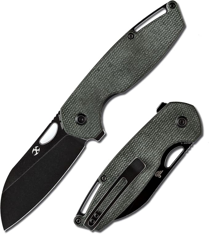 KANSEPT Model 6 Pocket Knives EDC Camping 3.1'' 154CM Material Pocket with Green Micarta Handle Everyday Carry T1022A2