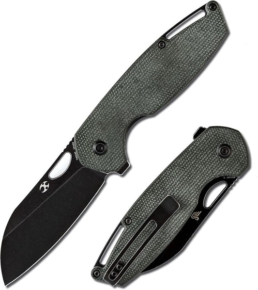 KANSEPT Model 6 Pocket Knives EDC Camping 3.1'' 154CM Material Pocket with Green Micarta Handle Everyday Carry T1022A2